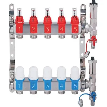 rozdělovač topení Tipa Nerezový rozdělovač hranatý s automatickým odvzdušněním - 5 cestný