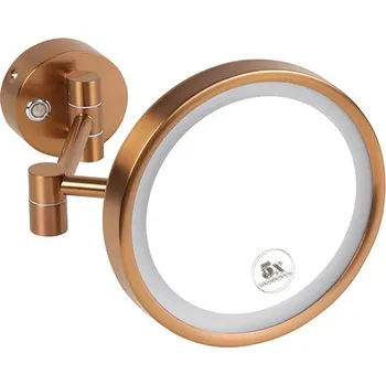 Koupelnový nábytek Bemeta Kosmetické zrcátko, ø 200 mm, s LED osvětlením, mat, měděná zlatá 155101140