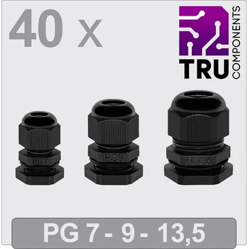 TRU COMPONENTS T24CA119 kabelová průchodka, TC-13448352, od 3.5 mm, do 12 mm, PG7, PG9, PG13, 40 ks