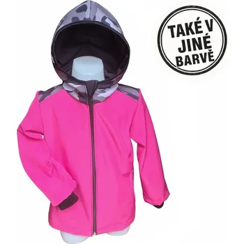 Chlapecká bunda Dívčí softshellová bunda s fleecem, Maskáč, 3 barevné varianty (Dětská softshellová bunda s kapucí – větruodolná a voděodolná bunda pro holky)