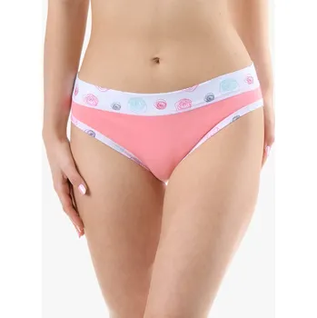 Kalhotky Gina Dámské bokové kalhotky se širokým bokem 16182P růžová-bílá 34-36