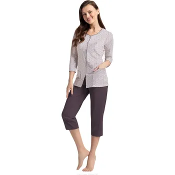 Dámské pyžamo Luna dámské rozepínací pyžamo, Béžová 3xl i384_17079077