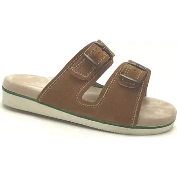 Dámská zdravotní obuv Kožené pantofle na hallux i patní ostruhu–sv.hnědé, vel. 36-43 vel. 40 - délka vnitřní stélky 26 cm