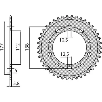 Ocelová rozeta pro sekundární řetězy typu 520, SUNSTAR (39 zubů) SUNSTAR M271-3038-39