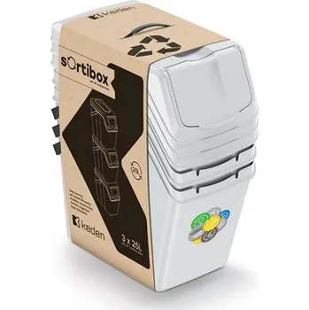 Odpadkový koš PROSPERPLAST Koš na tříděný odpad SORTIBOX II 3x25l popelavě šedý