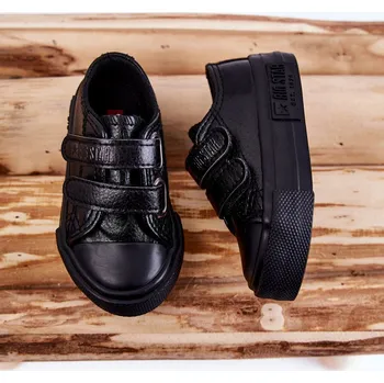 Sada pánského spodního prádla Dětské kožené tenisky na suchý zip BIG STAR KK374054 Černá 32