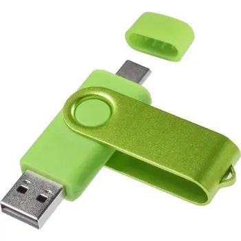 USB flash disk Flash disk 128 GB USB 2.0, dual port, konektor typu C a USB A, voděodolný, prachuvzdorný, kompaktní design zelená