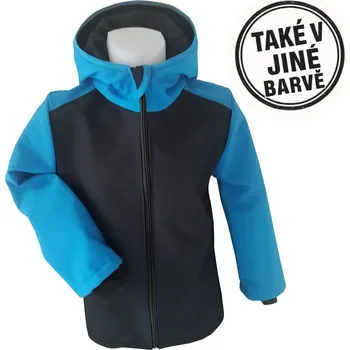 Chlapecká bunda Chlapecká softshellová bunda s fleecem, černá s barevnými rukávy, 5 barevných variant (Dětská softshellová bunda s kapucí – větruodolná a voděodolná bunda pro kluky)