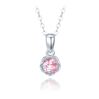 Náhrdelník MINET Dětský stříbrný náhrdelník kytička s růžovým zirkonem JMAD0051PN38