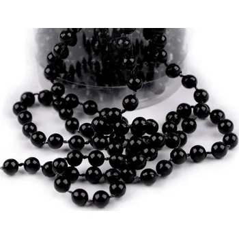 Vánoční dekorace Perlový řetěz Ø6 mm vánoční, malé, 11 černá