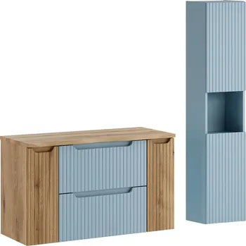 Koupelnový nábytek Koupelnová sestava Nova Denim s deskou a skříňkami 100 cm modrá/dub coast evoke