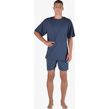 Pánská noční košile Gina Pyžamo krátké pánské 79150P Barva/Velikost: lékořice, tyrkysová / L