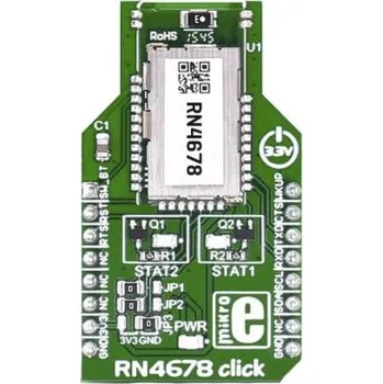 Vývojová deska Bluetooth (BLE) RF modul, RN4678, Bluetooth 4.2, GPIO, I2C, UART, Mikrokontrolér, RN4678 Click, Přídavná deska