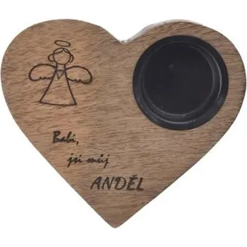 Svícen Svícen z mangového dřeva ORION Srdce, Babi