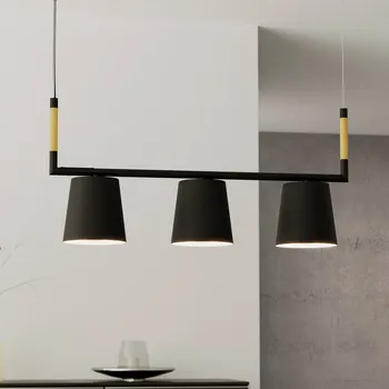 EGLO Závěsné svítidlo Lacey, délka 78 cm, černé, 3 světla, ocel černá, světlé dřevo, krémová 3 x 40 W - Doprava zdarma