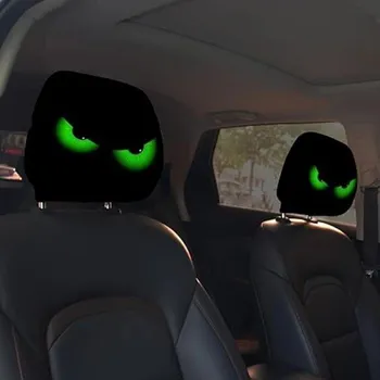 Autopotah 2 ks Kryt opěrky hlavy do auta 28 x 26 cm Černý polyesterový potah s motivem zelené oči Dekorace interiéru automobilu