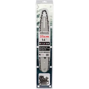 Pilová lišta Vodící lišta pro řetězové pily 14" (35 cm) + 2 řetězy 3/8" 1,3 mm 52 článků - CLASSIC