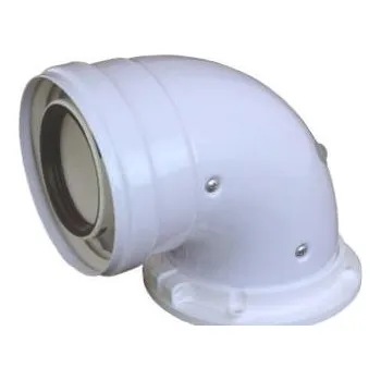 Kouřovod REGULUS Koleno 90° 60/100 PP s přírubou, s odběry, otočné (7216)