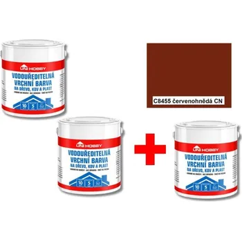 univerzální barva UNI HOBBY SET barva vodou ředit. 2,5l červenohnědá 2 + 1 zdarma