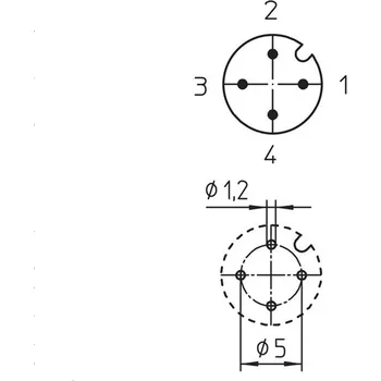 Lutronic 1231 04 T9CP vestavný zástrčkový konektor pro senzory - aktory, 1234, piny: 4, 1 ks