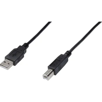 elektrický kabel Digitus USB kabel USB 2.0 USB-A zástrčka, USB-B zástrčka 0.50 m černá kulatý, dvoužilový stíněný AK-300105-005-S