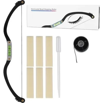 Tetovací strojek Sada pro tvarování obočí 22,5 cm Kovové mapovací pravítko s vodováhou a nití pro microblading a permanentní make-up černá