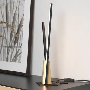 Lampička EGLO Stolní lampa LED Panagria, černá s dřevěnými detaily černá, světlé dřevo 1 x 6,8 W LED + 1 x 5,2 W LED - Doprava zdarma