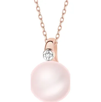 Přívěsek Přívěsek z růžového zlata s diamantem a perlou - ryzost 585 - 109.455/P