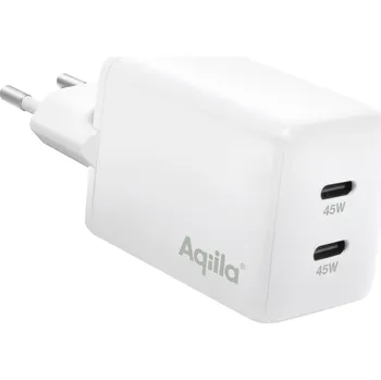 Aqiila W2 USB nabíječka, 2x USB-C®, 45 W, Dodávka energie, bílá