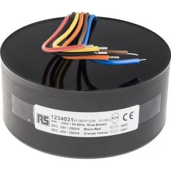 Transformátor Toroidní transformátor, počet výstupů: 2, sekundární napětí: 2 x 25V ac, Povrchová montáž, Drátový vodič, 148 (Dia.) x