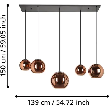 EGLO Stars Of Light závěsné světlo Cordoba, 5-ramenné, dlouhé, měď měď, černá 5 x 40 W - Doprava zdarma