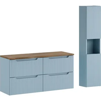 Koupelnový nábytek Koupelnová sestava Nova Denim s deskou a skříňkami 120 cm modrá/dub casella