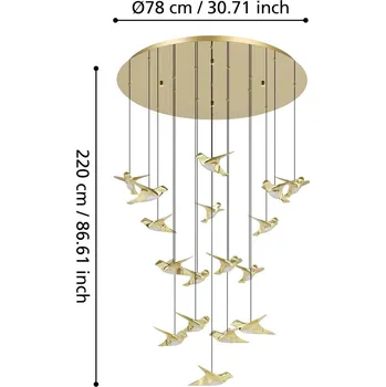 EGLO Stars Of Light LED závěsné svítidlo Paratebueno mosazné kulaté 17fl 17 x 3 W LED - Doprava zdarma