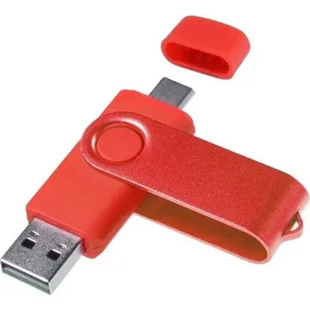 Ukládání dat Flash disk 64 GB USB 2.0, dual port, konektor typu C a USB A, voděodolný, prachuvzdorný, kompaktní design červená