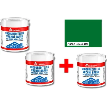 univerzální barva UNI HOBBY SET barva vodou ředit. 2,5l zelená 2 + 1 zdarma
