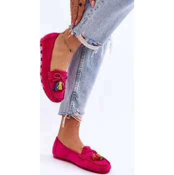 Dámské mokasíny Semišové Mokasíny S Mašlí A Třásněmi Fuchsie Dorine 37
