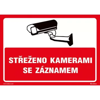 Značení TABULE bezpečnostní - Střeženo kamerami se záznamem 04770 A5 červená