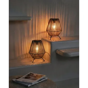 Venkovní osvětlení Sada 2 LED luceren šedý syntetický materiál energeticky úsporný železný solární panel pro vnitřní i venkovní použití průmyslový styl Beliani