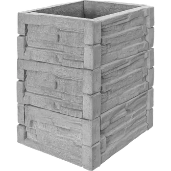 Vyvýšený záhon Betonový vyvýšený záhon - 0,5 x 0,5 x 0,75 m - štípaný kámen