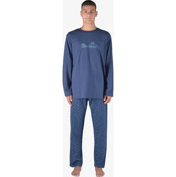 Pánská noční košile GINA 79151P Pyžamo dlouhé pánské Barva: Lékořice-Dunaj, Velikost: XXL