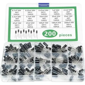 Vývojová deska Tipa Sada elektrolytických kondenzátorů 200ks (0,1uF - 220uF)