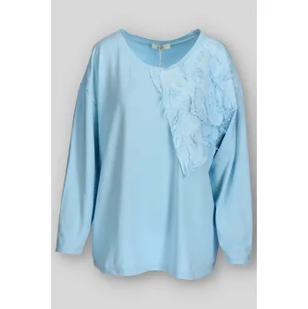 Dámská halenka Halenka kombinovaná s kapsou DM 61849 barva: modrá světlá