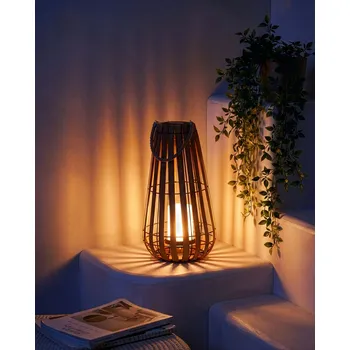 Lucerna Solární lucerna světle hnědá syntetický materiál LED dekorace do interiéru i exteriéru energeticky úsporná rustikální boho styl Beliani