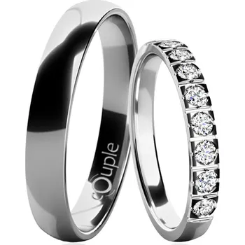 Prsten Snubní prsteny 35-24KT4-35EDF5 Varianta kamene: Briliant VS F, Barva kovu: Bílé zlato