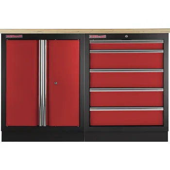 Sestava kvalitních PROFI RED dílenských skříněk s pracovní deskou - RTGS1300BAL08