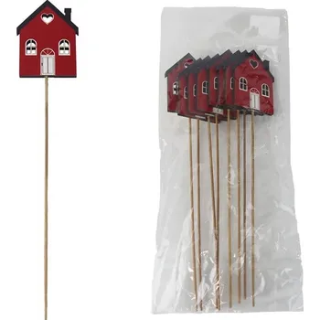 Vánoční dekorace Zápich domeček, 8 ks D7598