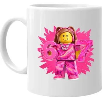 Žertovný předmět 67 - Six Seven - verze pro dívku – inspirováno Robloxem - hrnek s potiskem- Tričkový.cz