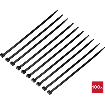 Stahovací páska TRU COMPONENTS TC-12533364, stahovací pásky, 7.6 mm, 300 mm, černá, 100 ks