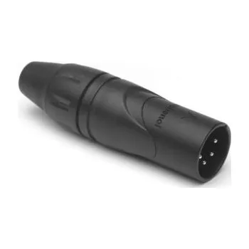 Elektrický konektor Konektor XLR, barva Černá, Samec, počet kontaktů: 4, orientace těla: Pravý úhel, pokovení: zlato, Kabelová montáž, 133 V