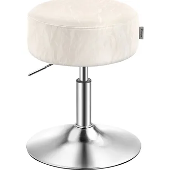 Stolička Vasagle Výškově nastavitelná stolička AURA k toaletnímu stolku, Ø35cm, krémová